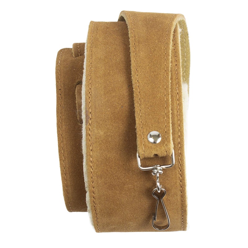P Perri's Leathers Ltd. Perri's Leathers Ltd. - Suede Banjo Strap with with Metal Hooks - Adjustable Strap from 44.5"" to 53"" Soft Sheepskin Fur Pad - Natural (P25SHBJ-6696) - Image 1